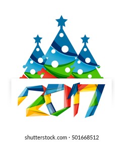 Christmas geometric banner, 2017 New Year. Vector illustration