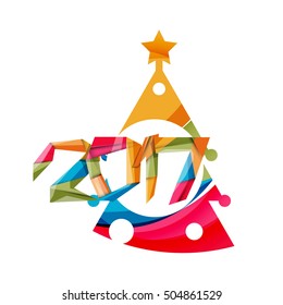 Christmas geometric banner, 2017 New Year. Vector illustration