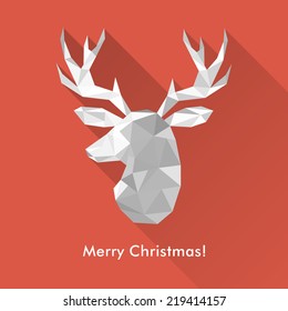 Christmas geometric deer. Merry Christmas greeting card vector background. 