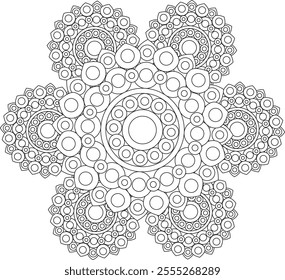 Christmas Geometric Detailed Mandala Adult Coloring Page Intricate Circular Pattern Zentangle