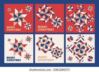 Christmas geometric pattern background poster, Merry Christmas packaging materials, New Year wallpaper pattern design