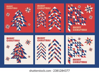 Christmas geometric pattern background poster, Merry Christmas packaging materials, New Year wallpaper pattern design