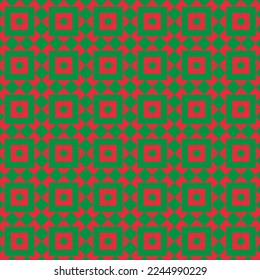 Christmas Geometric Pattern In Green And Red Color