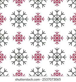 Navidades patrón geométrico sin fisuras de copos de nieve de colores sobre fondo blanco