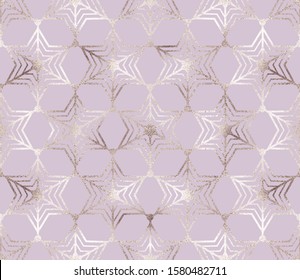Christmas geometric silver star decoration seamless pattern.