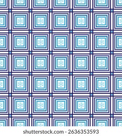 Christmas Geometric and Snowflakes Seamless Pattern. Monochromatic Blue- Christmas Snowflakes Vector Illustration