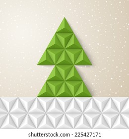 Christmas geometrical background with fir-tree. Vector illustration