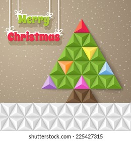 Christmas geometrical background with fir-tree. Vector illustration