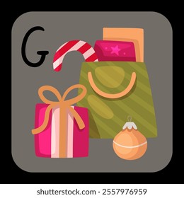 christmas gift alphabet letter g