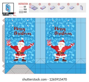 christmas gift bag with merry santa claus.stock image vector