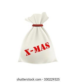Christmas gift in a bag. New Year. Vector Illustration