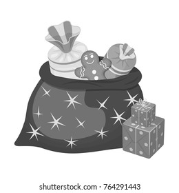 Christmas Gift Bag single icon in monochrome style for design. Christmas vector symbol stock illustration web.