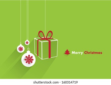 Christmas gift and balls. Vector illustration.