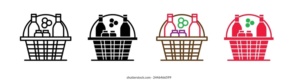 Christmas Gift Basket Icons for Xmas Present Offers and Festive Packages