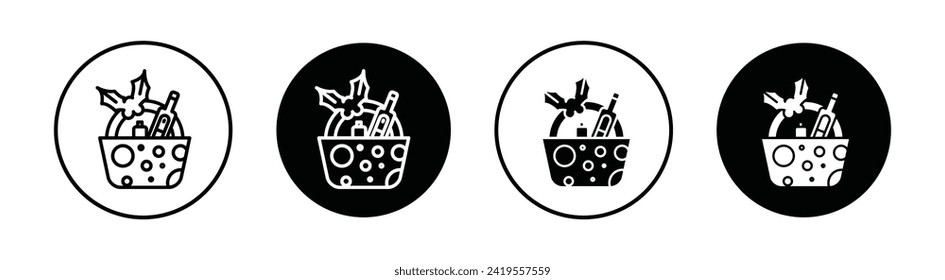 Christmas Gift Basket Vector line icon illustration.