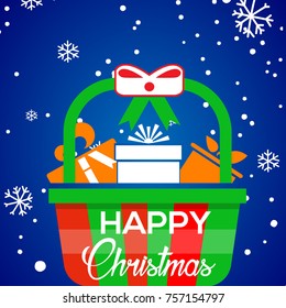 Christmas gift basket/box designed in vector format