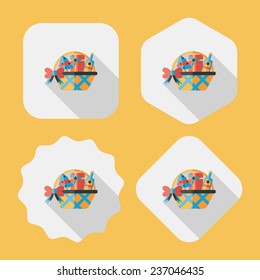 Christmas gift baskets flat icon with long shadow, eps10
