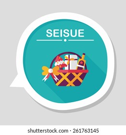 Christmas gift baskets flat icon with long shadow, eps10