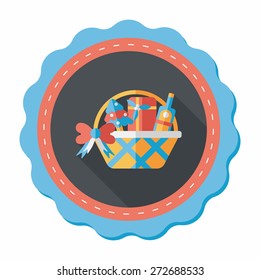 Christmas gift baskets flat icon with long shadow, eps10
