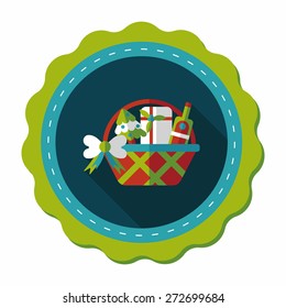 Christmas gift baskets flat icon with long shadow, eps10