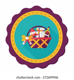 Christmas gift baskets flat icon with long shadow, eps10