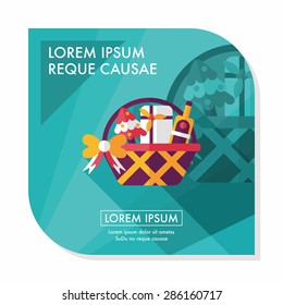 Christmas gift baskets flat icon with long shadow, eps10