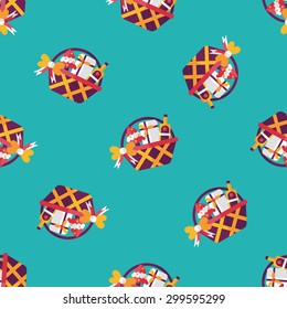 Christmas gift baskets flat icon, eps10 seamless pattern background