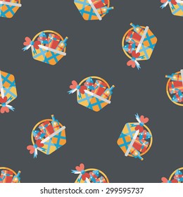 Christmas gift baskets flat icon, eps10 seamless pattern background