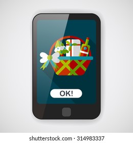 Christmas gift baskets flat icon with long shadow, eps10