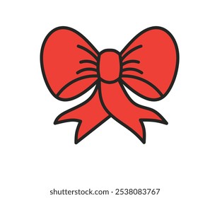 Christmas gift bow illustration on white background