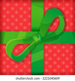 Christmas gift with bow and ribbon