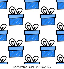 Christmas gift. gift with bow vector seamless pattern