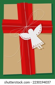 Christmas gift box with angel decoration