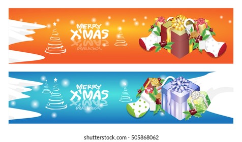 christmas gift box banner set