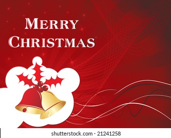 christmas gift box with bells and wave, illustration