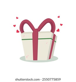 Christmas Gift Box. Birthday Surprise. Flat Design Vector. Red and Blue Illustration.