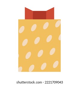 Christmas gift box with a bow and dots. Cute vector holiday illustration