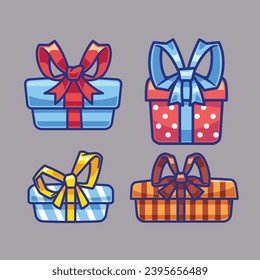 Christmas gift box cartoon collection vector