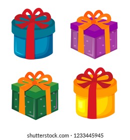 christmas gift box cartoon element set