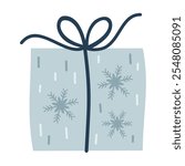 Christmas gift box clipart. Present clipart, festive element. Vector illustration in flat style