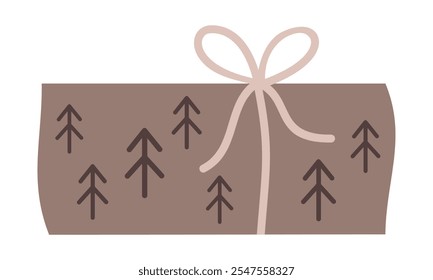 Christmas gift box clipart. Present clipart, festive element. Vector illustration in flat style	
