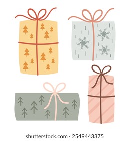 Christmas gift box clipart. Present clipart, festive element. Vector illustration in flat style	
