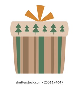 Christmas gift box clipart. Present clipart, festive element. Vector illustration in flat style	
