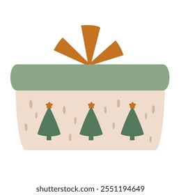 Christmas gift box clipart. Present clipart, festive element. Vector illustration in flat style	
