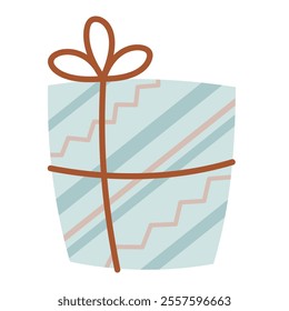 Christmas gift box clipart. Present clipart, festive element. Vector illustration in flat style	
