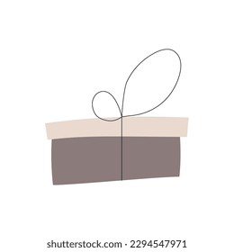 Christmas Gift box. Cozy winter hand drawn present. 