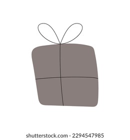 Weihnachtsgeschenkbox. Gemütliches Winterhandgezeichnet. 