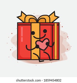Christmas Gift Box Cute Vector Character Illustration