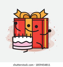 Christmas Gift Box Cute Vector Character Illustration
