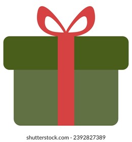 Christmas gift box flat icon isolated on white background.